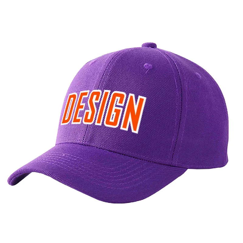 Baseball cap material comparisonCustom Purple Orange-White Curved Eaves Sport Design Baseball Cap