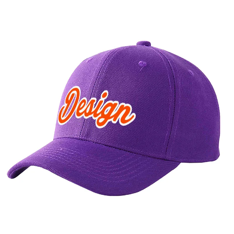 Baseball cap sets and bundlesCustom Purple Orange-White Curved Eaves Sport Design Baseball Cap