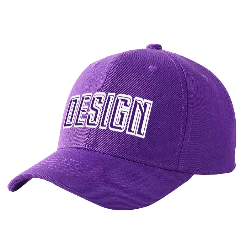 Best materials for baseball capsCustom Purple Purple-White Curved Eaves Sport Design Baseball Cap