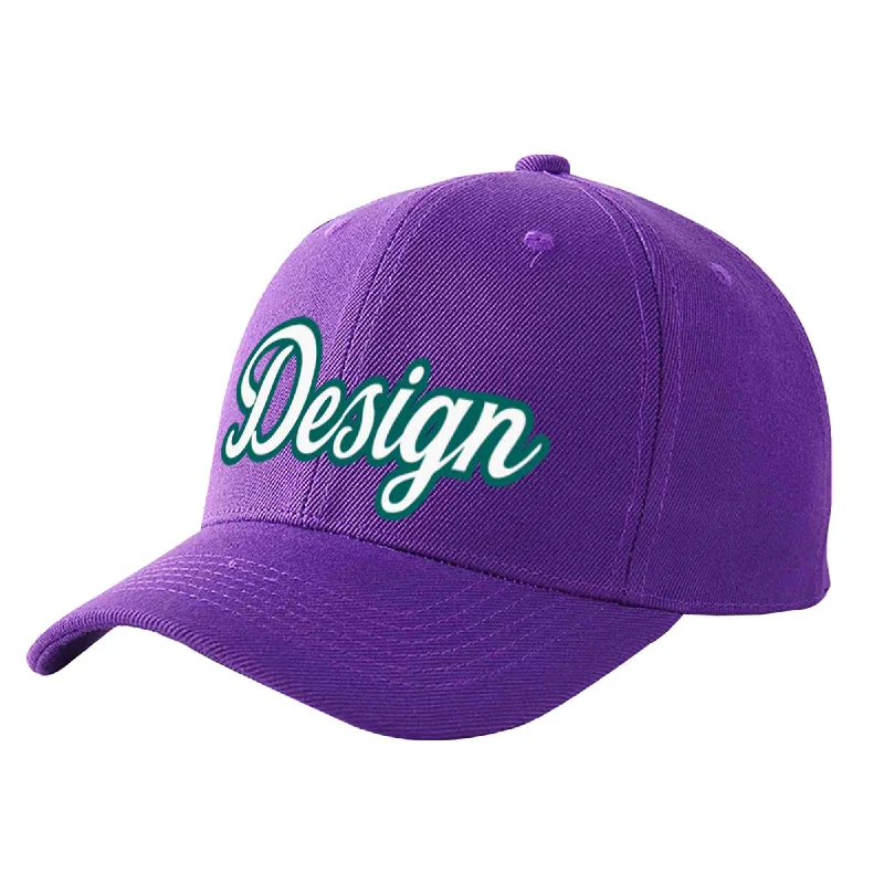 Baseball cap for large headsCustom Purple White-Aqua Curved Eaves Sport Design Baseball Cap