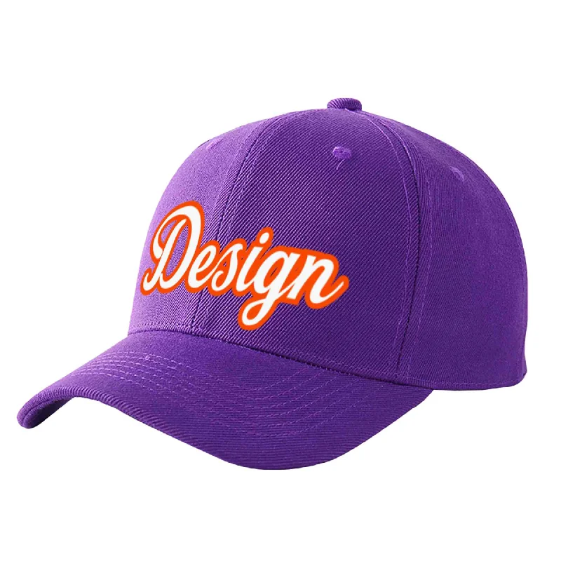 Baseball cap sales and promotionsCustom Purple White-Orange Curved Eaves Sport Design Baseball Cap