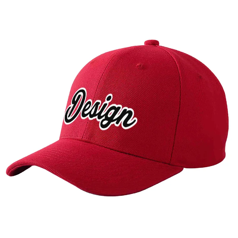 Baseball caps matching with jerseysCustom Red Black-White Curved Eaves Sport Design Baseball Cap