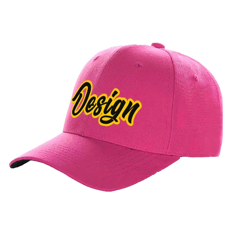 Baseball cap sales and promotionsCustom Rose Red Black-Gold Curved Eaves Sport Design Baseball Cap