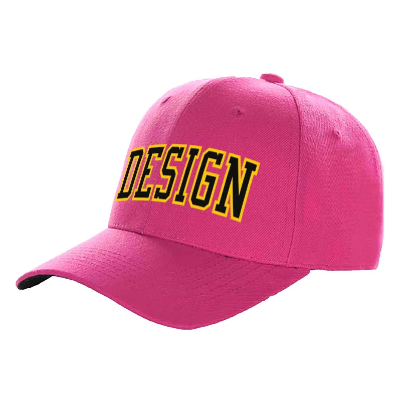 Baseball caps for different age groupsCustom Rose Red Black-Gold Curved Eaves Sport Design Baseball Cap