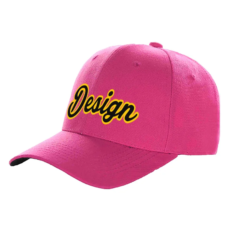 Best materials for baseball capsCustom Rose Red Black-Gold Curved Eaves Sport Design Baseball Cap