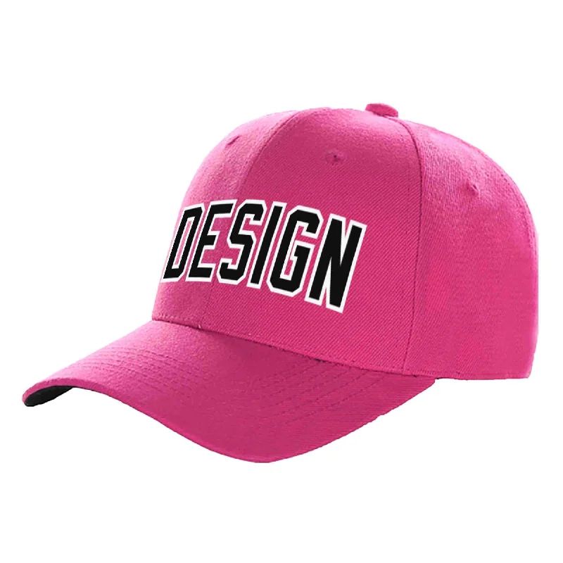 Baseball caps for different occasionsCustom Rose Red Black-White Curved Eaves Sport Design Baseball Cap