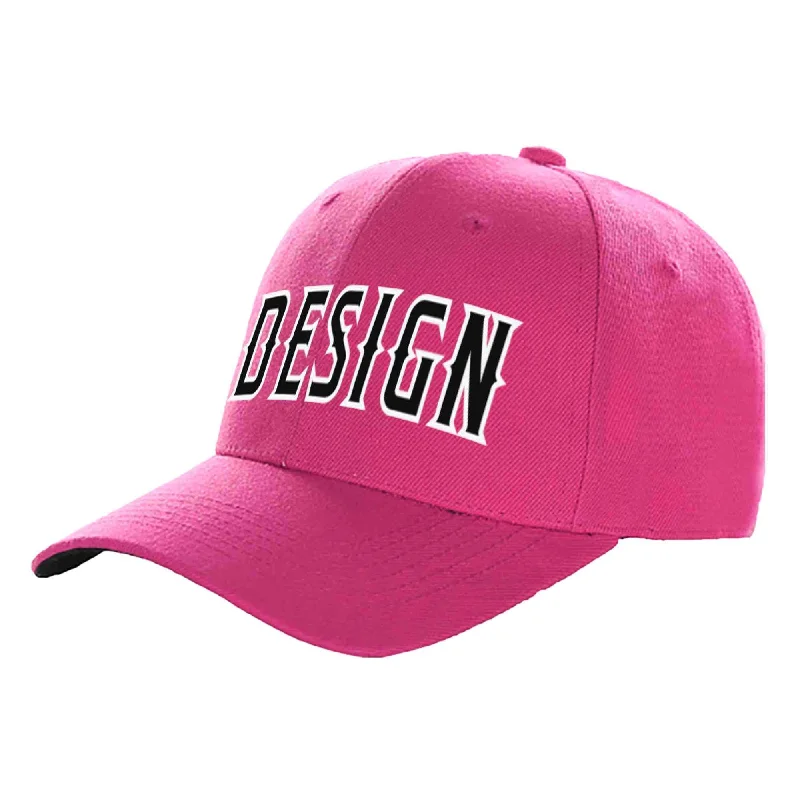 Baseball caps for teenagersCustom Rose Red Black-White Curved Eaves Sport Design Baseball Cap