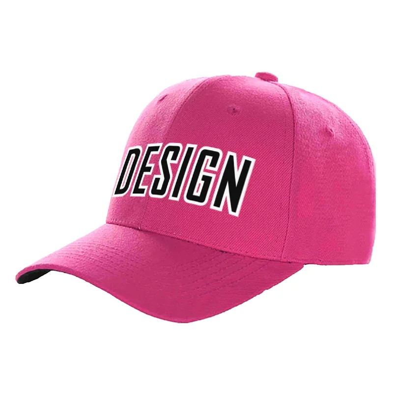 How to style a baseball cap with outfitsCustom Rose Red Black-White Curved Eaves Sport Design Baseball Cap