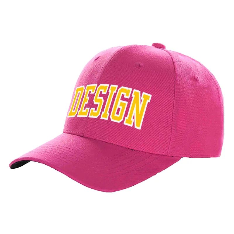 Baseball caps for different head shapesCustom Rose Red Gold-White Curved Eaves Sport Design Baseball Cap