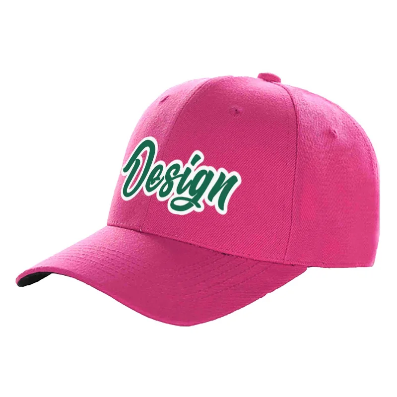 Baseball cap sets and bundlesCustom Rose Red Kelly Green-White Curved Eaves Sport Design Baseball Cap