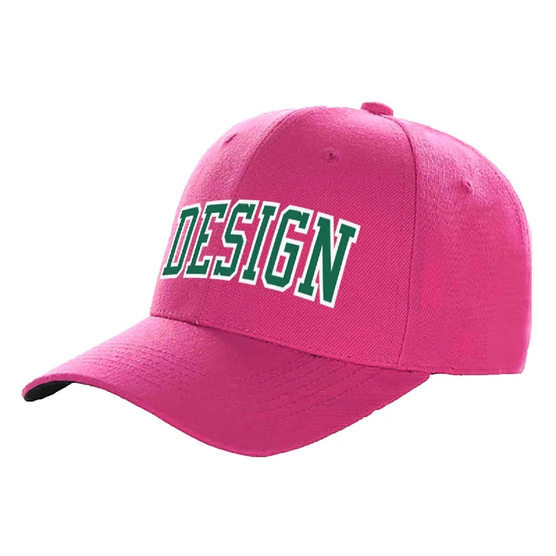 Baseball caps for different gendersCustom Rose Red Kelly Green-White Curved Eaves Sport Design Baseball Cap