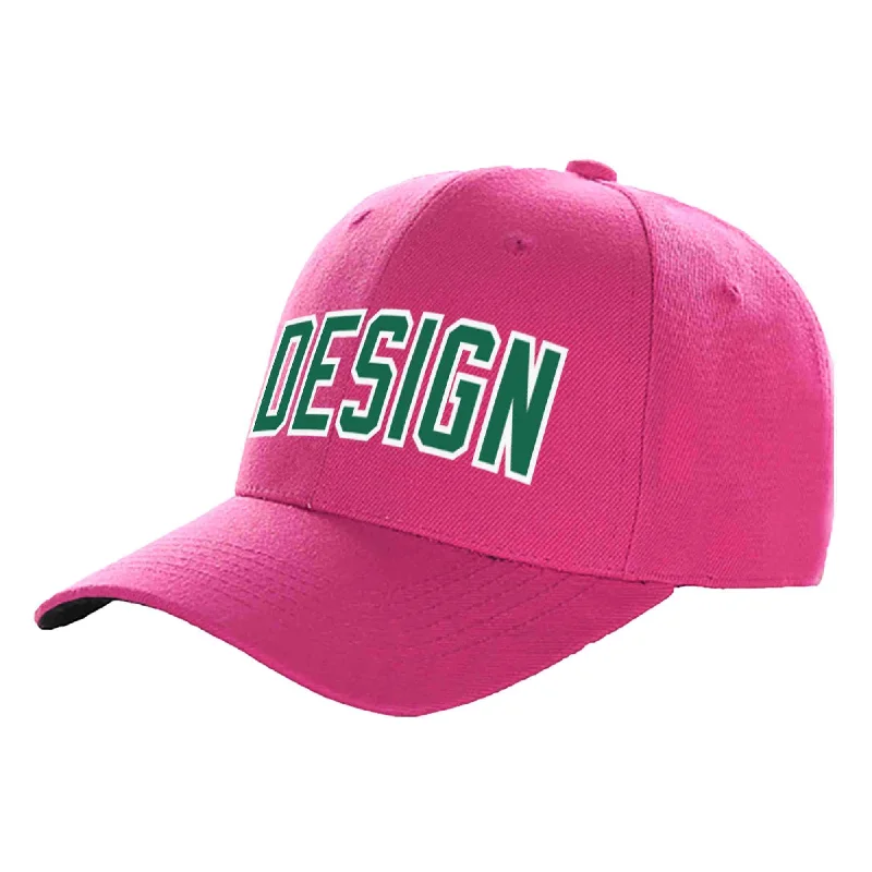 Baseball caps for sun protectionCustom Rose Red Kelly Green-White Curved Eaves Sport Design Baseball Cap