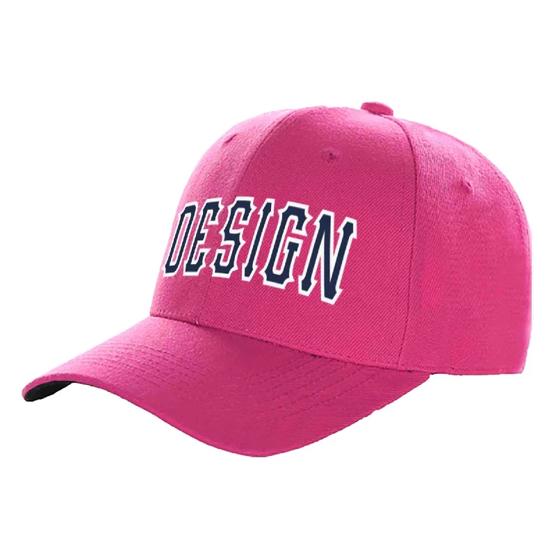 Baseball caps for different occasionsCustom Rose Red Navy-White Curved Eaves Sport Design Baseball Cap