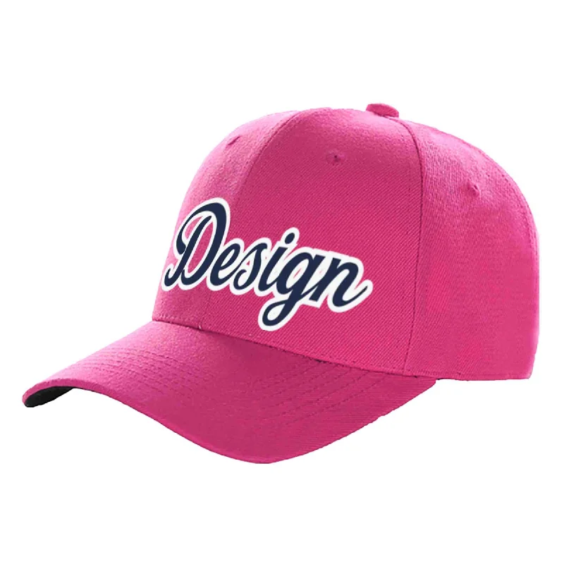 How to style a baseball cap with outfitsCustom Rose Red Navy-White Curved Eaves Sport Design Baseball Cap