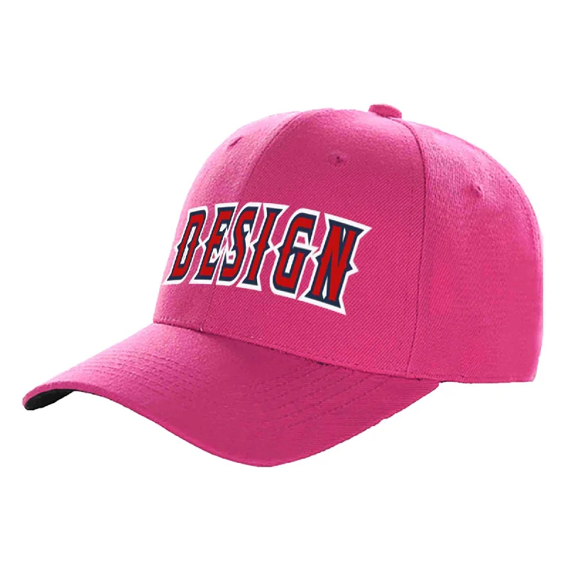 Baseball caps for winterCustom Rose Red Red-Navy Curved Eaves Sport Design Baseball Cap