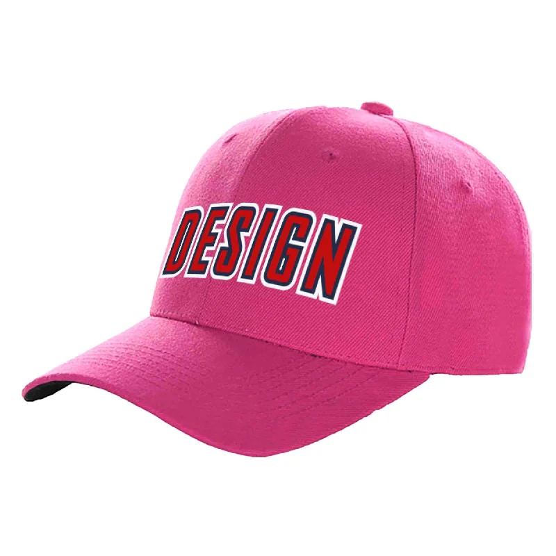 Baseball caps for outdoor activitiesCustom Rose Red Red-Navy Curved Eaves Sport Design Baseball Cap