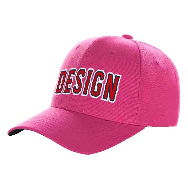 Baseball cap maintenance toolsCustom Rose Red Red-Navy Curved Eaves Sport Design Baseball Cap