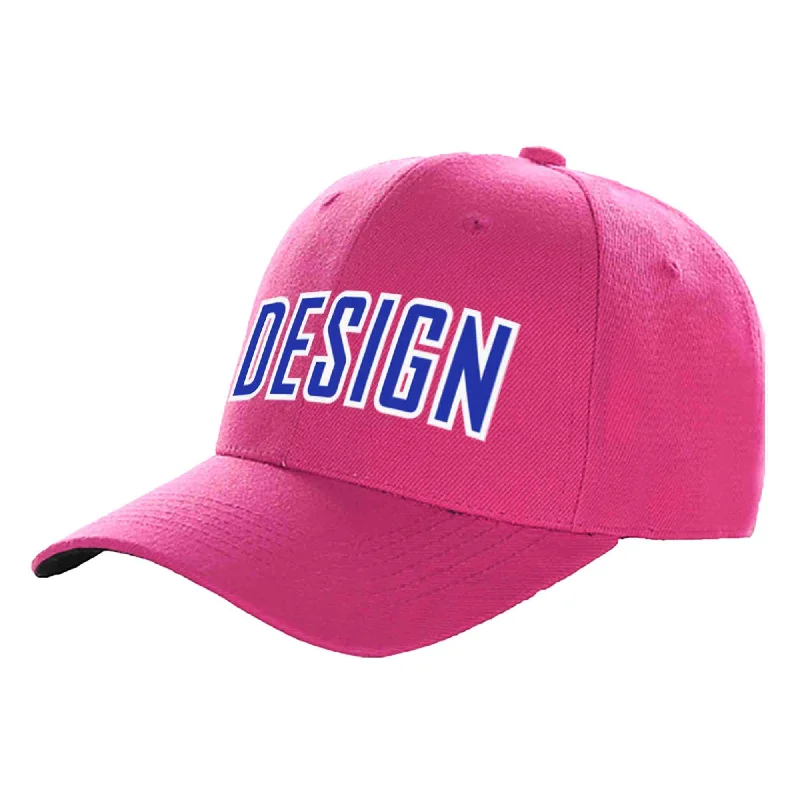 Baseball caps for adultsCustom Rose Red Royal-White Curved Eaves Sport Design Baseball Cap