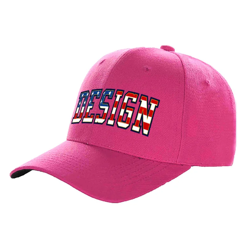 Baseball caps for different seasonsCustom Rose Red Vintage USA Flag-Gold Curved Eaves Sport Design Baseball Cap