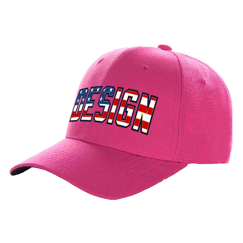 Baseball caps for adultsCustom Rose Red Vintage USA Flag-Gold Curved Eaves Sport Design Baseball Cap