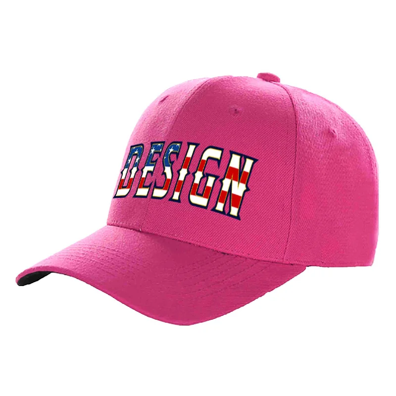 Best baseball cap brandsCustom Rose Red Vintage USA Flag-Gold Curved Eaves Sport Design Baseball Cap