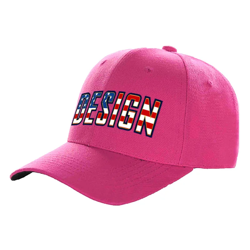 Baseball caps for sportsCustom Rose Red Vintage USA Flag-Gold Curved Eaves Sport Design Baseball Cap