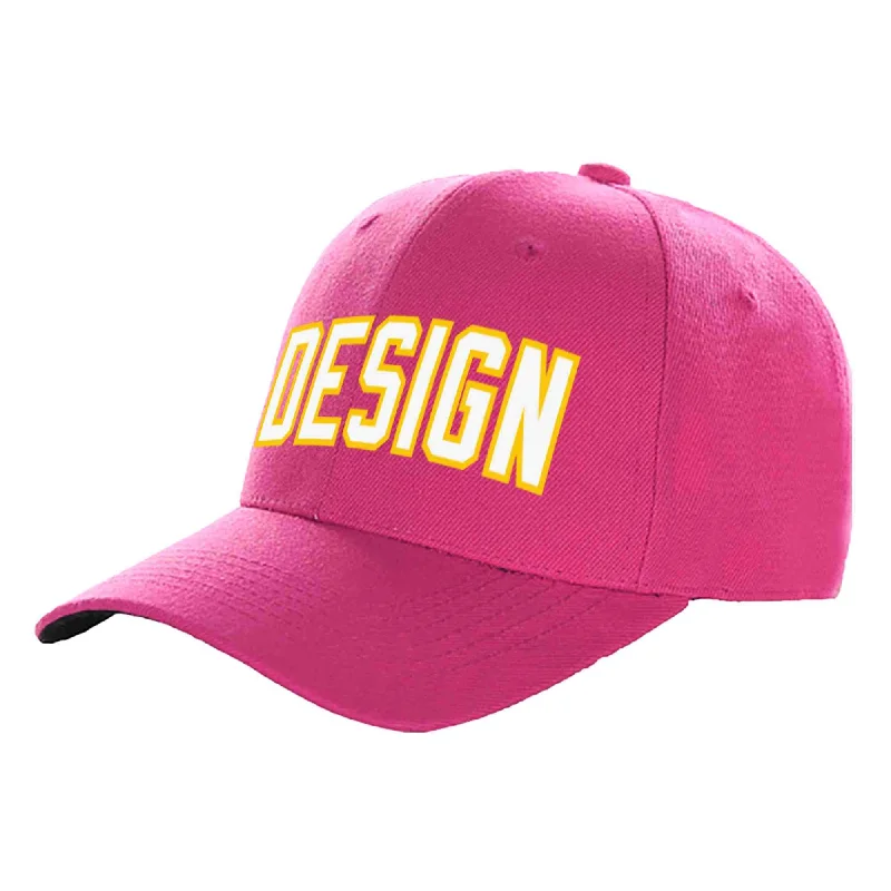 Best materials for baseball capsCustom Rose Red White-Gold Curved Eaves Sport Design Baseball Cap