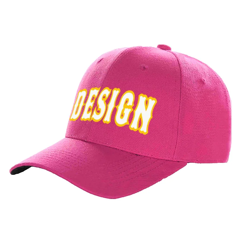 How to style a baseball cap with outfitsCustom Rose Red White-Gold Curved Eaves Sport Design Baseball Cap