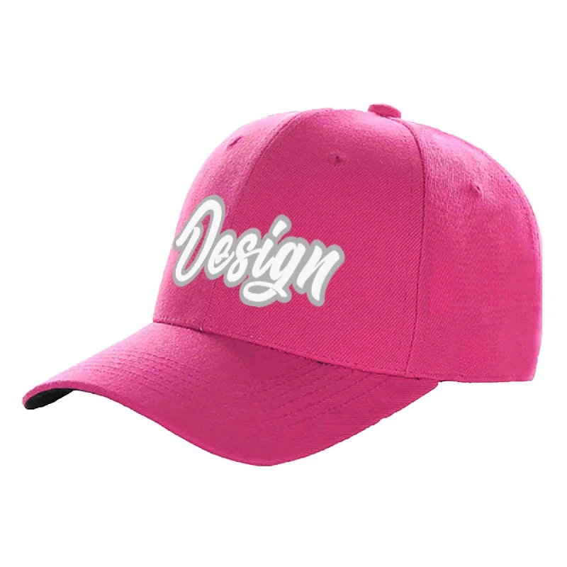 Baseball cap material comparisonCustom Rose Red White-Gray Curved Eaves Sport Design Baseball Cap