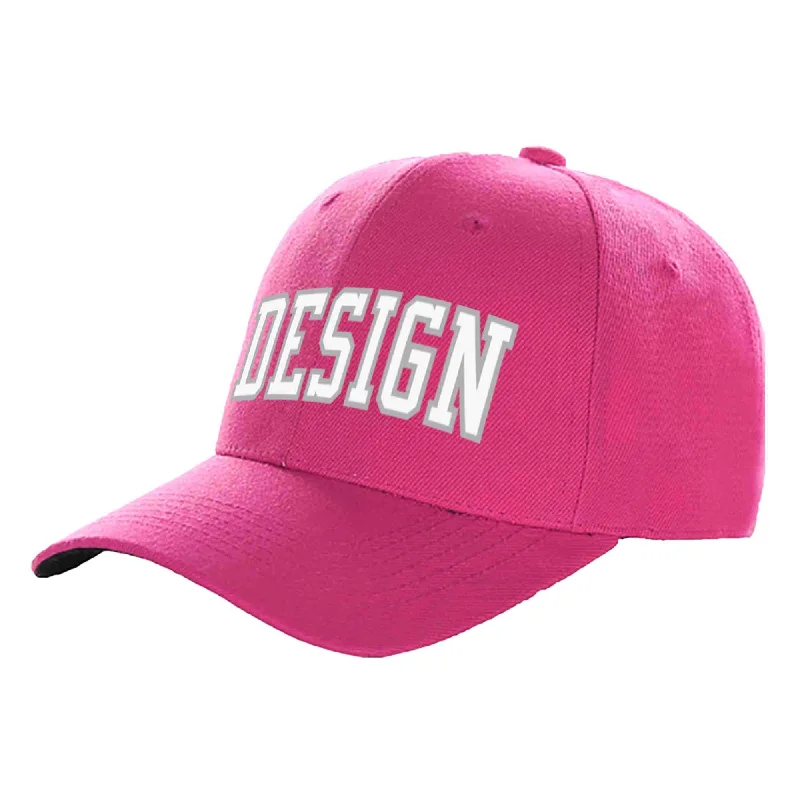 Classic baseball cap stylesCustom Rose Red White-Gray Curved Eaves Sport Design Baseball Cap