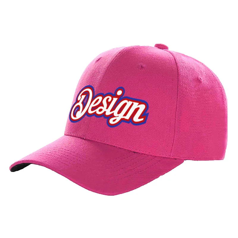 Baseball caps for menCustom Rose Red White-Red Curved Eaves Sport Design Baseball Cap