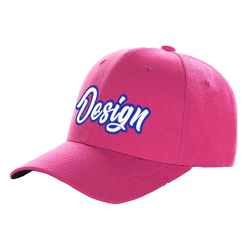 Best baseball cap brandsCustom Rose Red White-Royal Curved Eaves Sport Design Baseball Cap