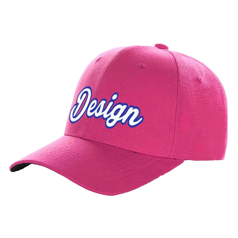 Baseball caps for specific teamsCustom Rose Red White-Royal Curved Eaves Sport Design Baseball Cap