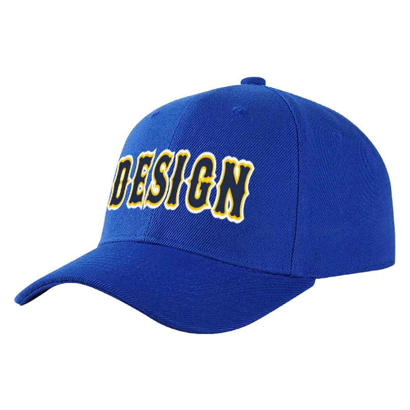 Baseball cap accessoriesCustom Royal Navy-Yellow Curved Eaves Sport Design Baseball Cap