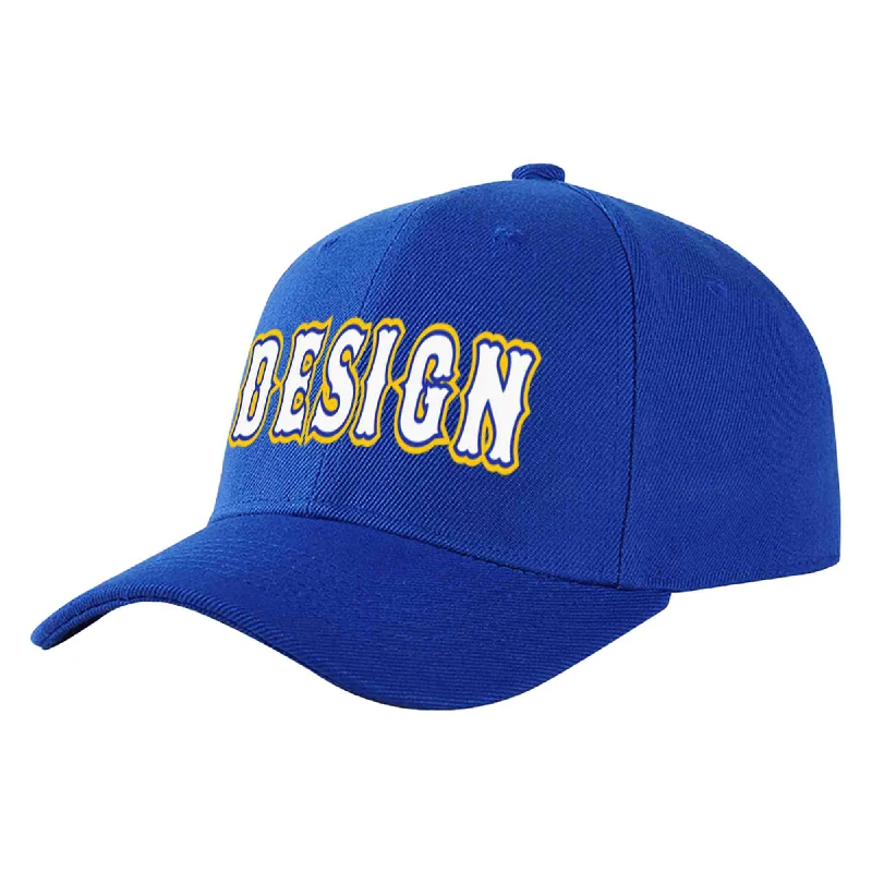 Baseball caps for menCustom Royal White-Royal Curved Eaves Sport Design Baseball Cap