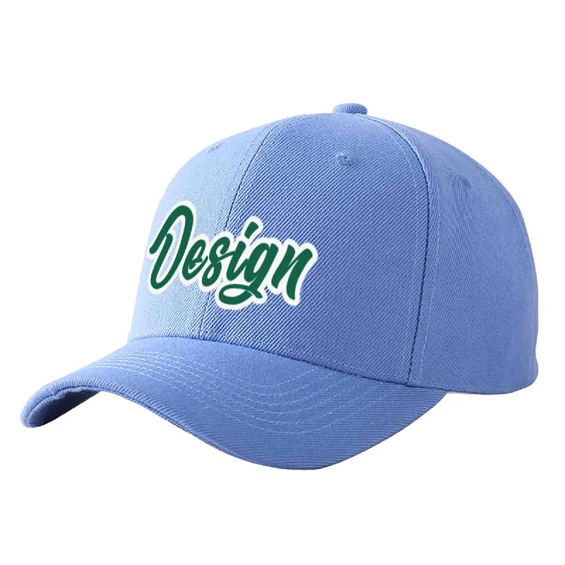 Baseball cap maintenance toolsCustom Sky Blue Kelly Green-White Curved Eaves Sport Design Baseball Cap