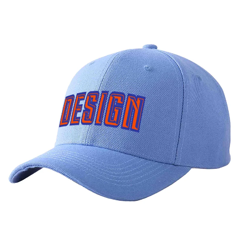 Baseball cap maintenance toolsCustom Sky Blue Orange-Royal Curved Eaves Sport Design Baseball Cap