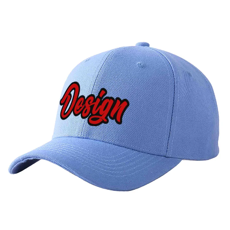 Baseball caps for winterCustom Sky Blue Red-Black Curved Eaves Sport Design Baseball Cap