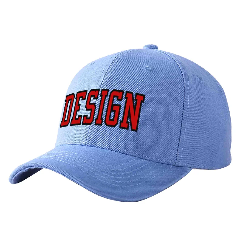 Baseball cap accessoriesCustom Sky Blue Red-Black Curved Eaves Sport Design Baseball Cap