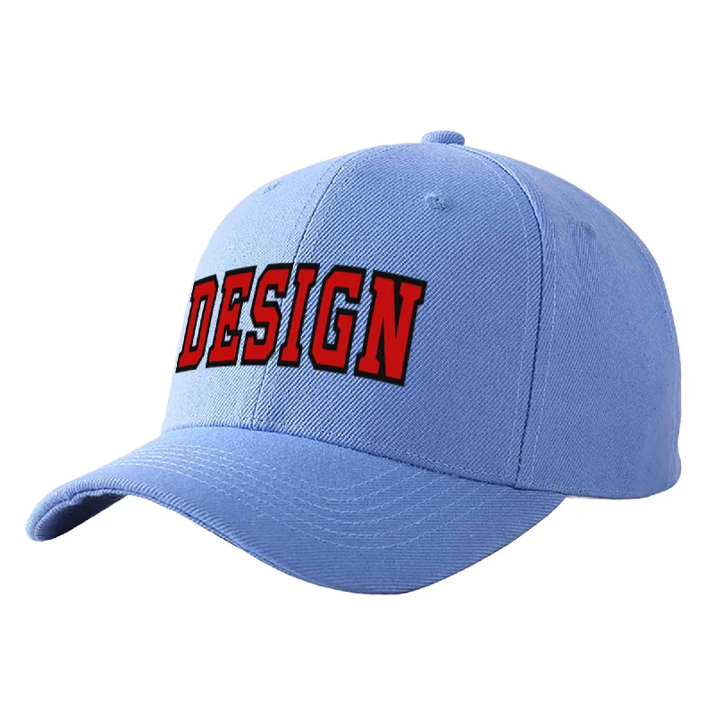 Baseball caps for menCustom Sky Blue Red-Black Curved Eaves Sport Design Baseball Cap