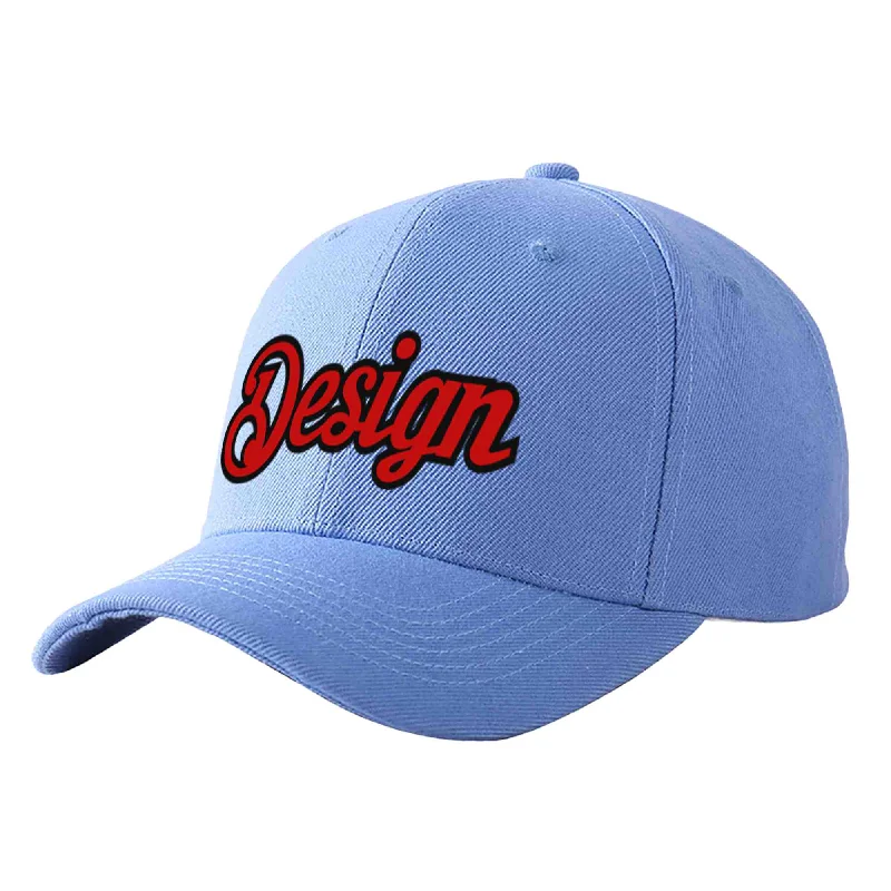 How to adjust a baseball cap fitCustom Sky Blue Red-Black Curved Eaves Sport Design Baseball Cap