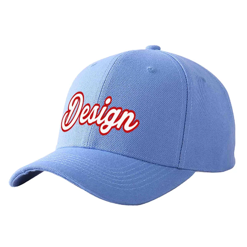 Baseball caps for different age groupsCustom Sky Blue White-Red Curved Eaves Sport Design Baseball Cap