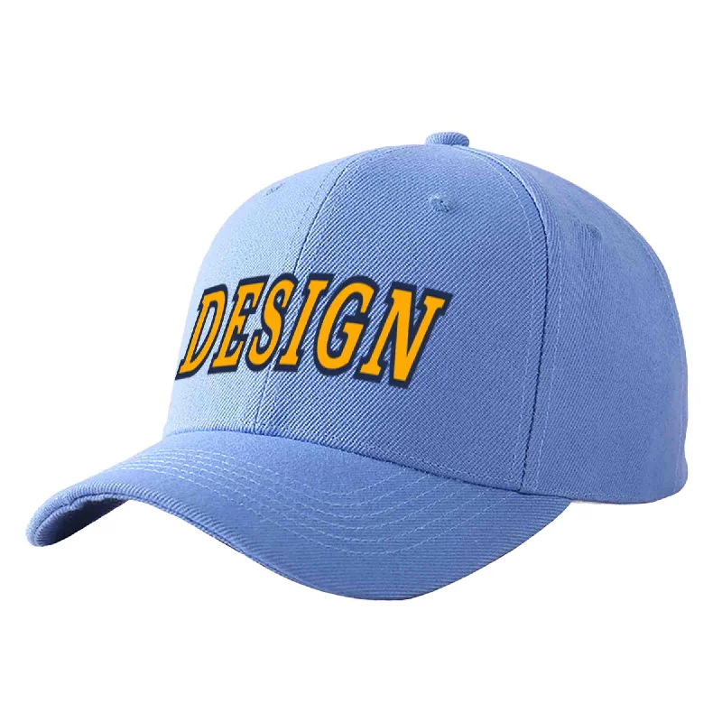 Baseball cap accessoriesCustom Sky Blue Yellow-Navy Curved Eaves Sport Design Baseball Cap