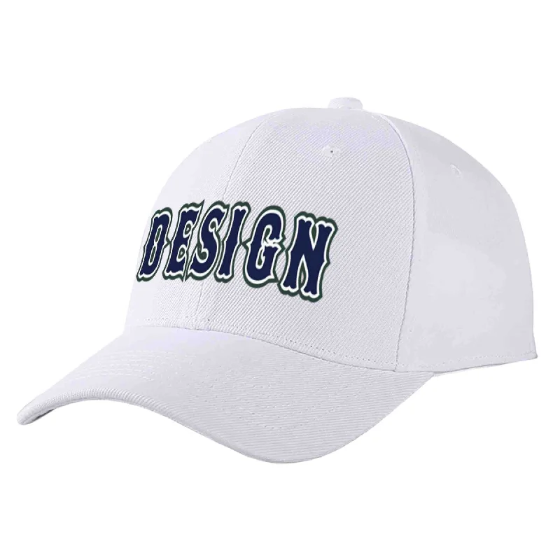 Baseball caps for kidsCustom White Navy-White Curved Eaves Sport Design Baseball Cap