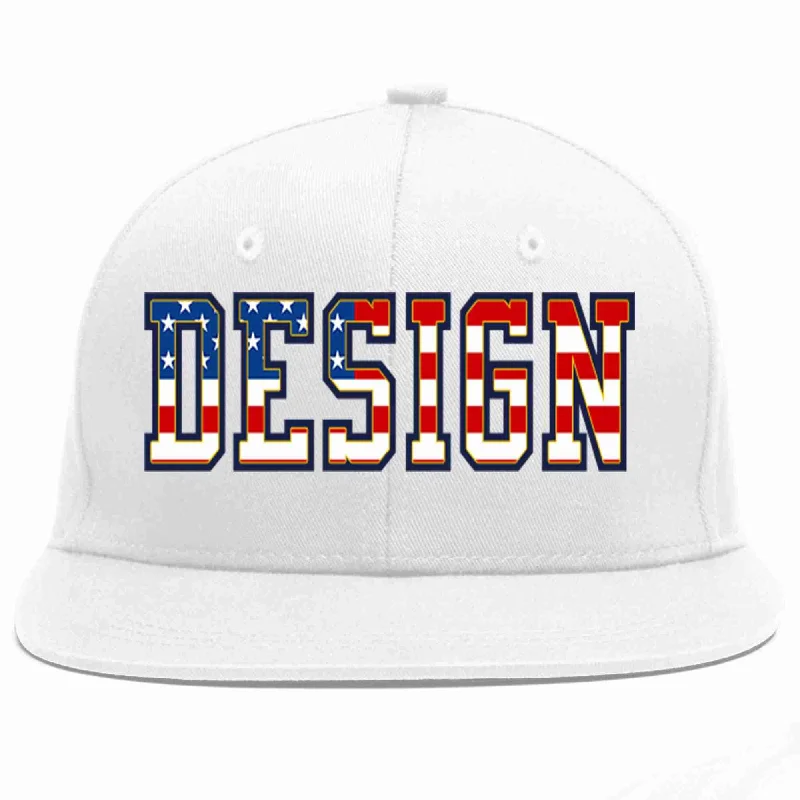 Baseball caps for rainy weatherCustom White Vintage USA Flag-Gold Flat Eaves Sport Baseball Cap Design for Men/Women/Youth