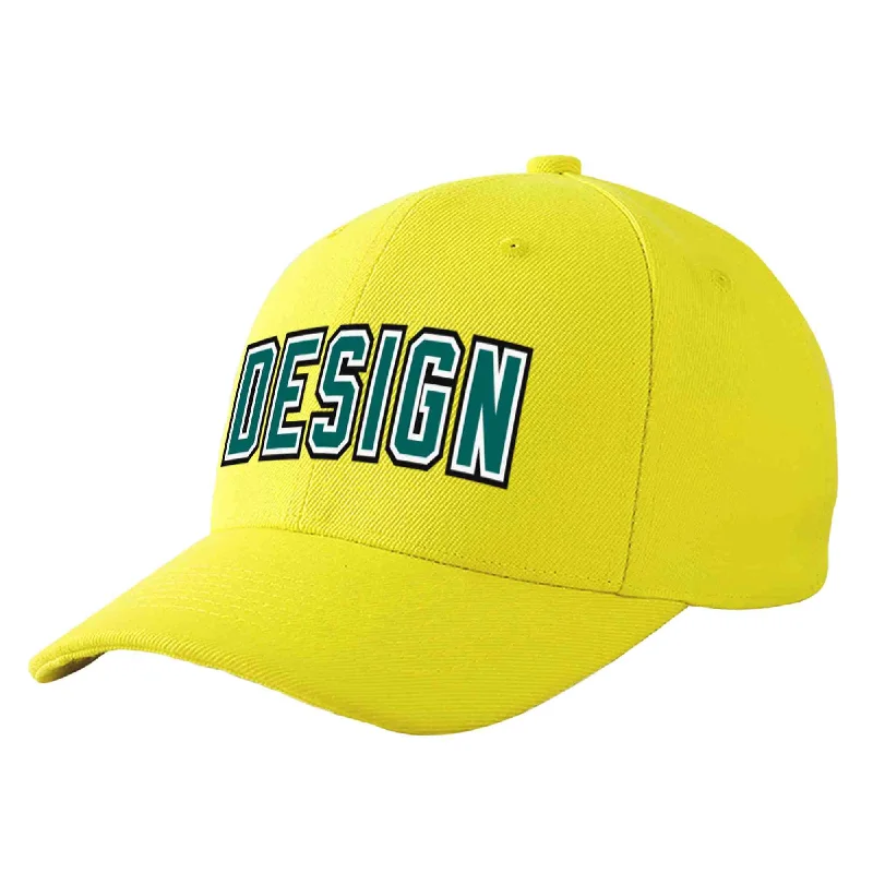 Discounted baseball capsCustom Yellow Aqua-White Curved Eaves Sport Design Baseball Cap