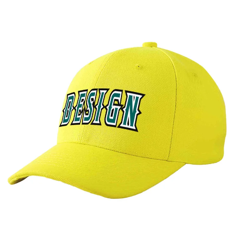 Baseball caps for different occasionsCustom Yellow Aqua-White Curved Eaves Sport Design Baseball Cap