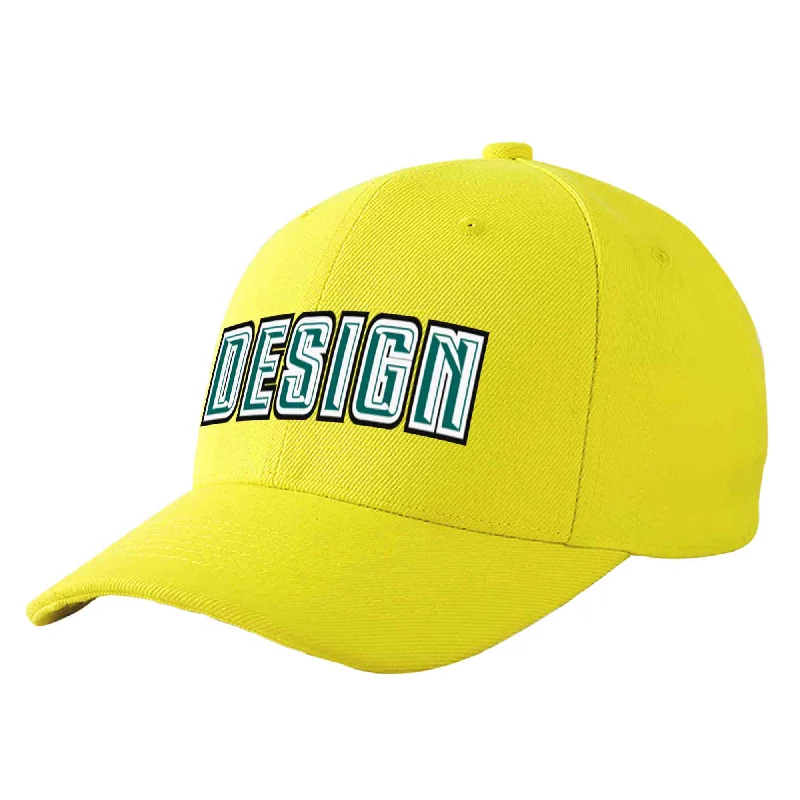 Baseball caps for teenagersCustom Yellow Aqua-White Curved Eaves Sport Design Baseball Cap