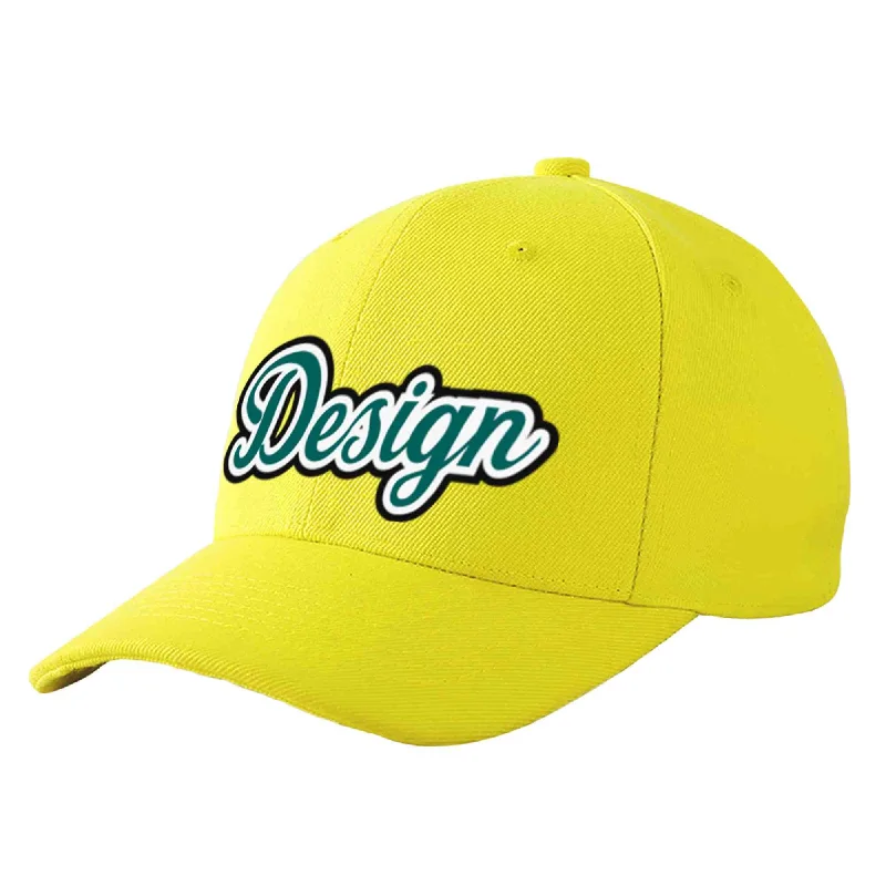 Baseball cap sets and bundlesCustom Yellow Aqua-White Curved Eaves Sport Design Baseball Cap