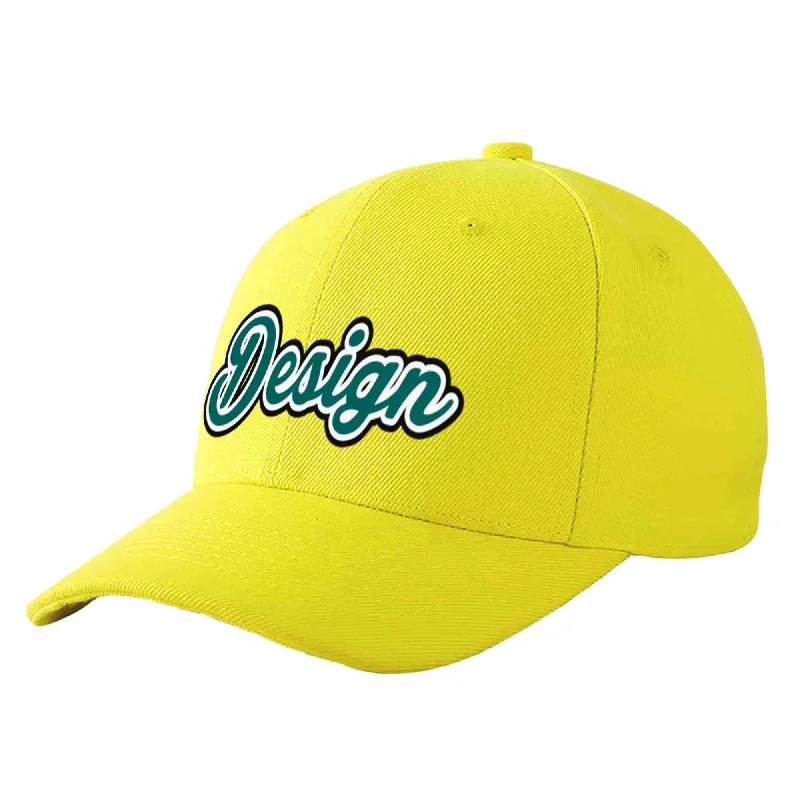 Baseball cap for large headsCustom Yellow Aqua-White Curved Eaves Sport Design Baseball Cap